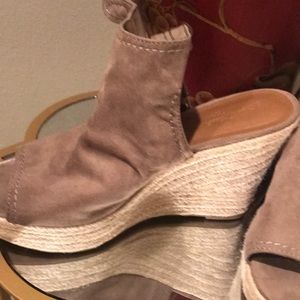 Taupe suede wedges. Size 7.5